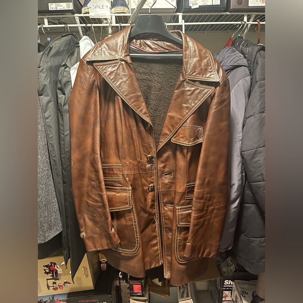 Brown Genuine Leather Jacket w/ Removable lining